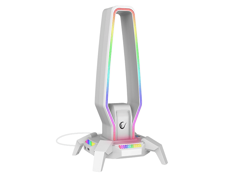 Rampage RM-H27 IGRIS Kulaklık İçin Stand RGB Işıklı 3*USB 1*Type-C Beyaz 1*3.5mm