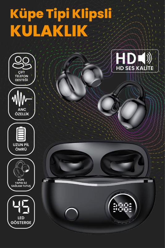 Teknoloji Gelsin Klipsli Bluetooth Kulaklık Kablosuz Anc Enc Çift Mic. LED Gösterge Küpe