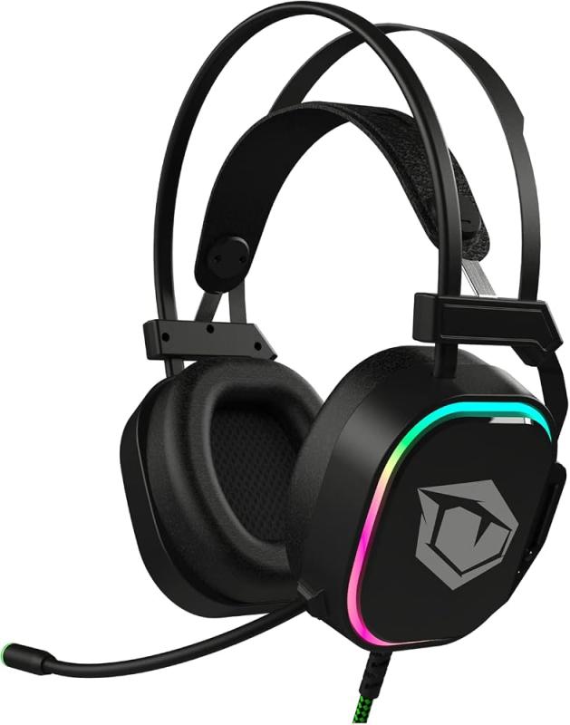 Pusat Lite 7.1 Surround Ses RGB Hafif Oyuncu Kulaklığı Siyah