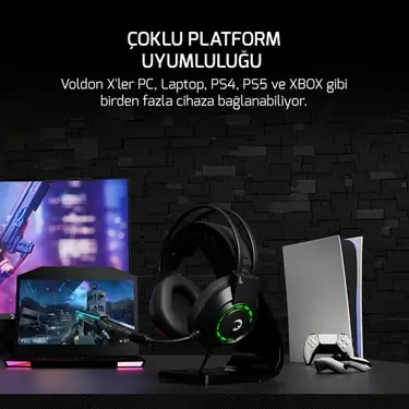 GamePower Voldon 7.1 Surround Rainbow Oyuncu Kulaklığı Siyah