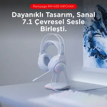 Kipchak Gaming Mikrofonlu Oyuncu Kulaklığı Beyaz Rgb Led 7.1 Rm-k55 Beyaz
