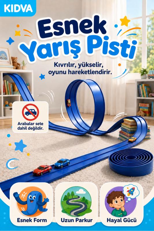 Go Toys Go Track Esnek Yarış-Aksiyon Pisti 4.5 mt - 1:64 Ölçek (Görseldeki Arabalar Temsilidir)