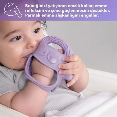 Mochi Diş Kaşıyıcı Lila Silikon Ergonomik Tutma Özelliği ile Bebek Gelişimine Destek