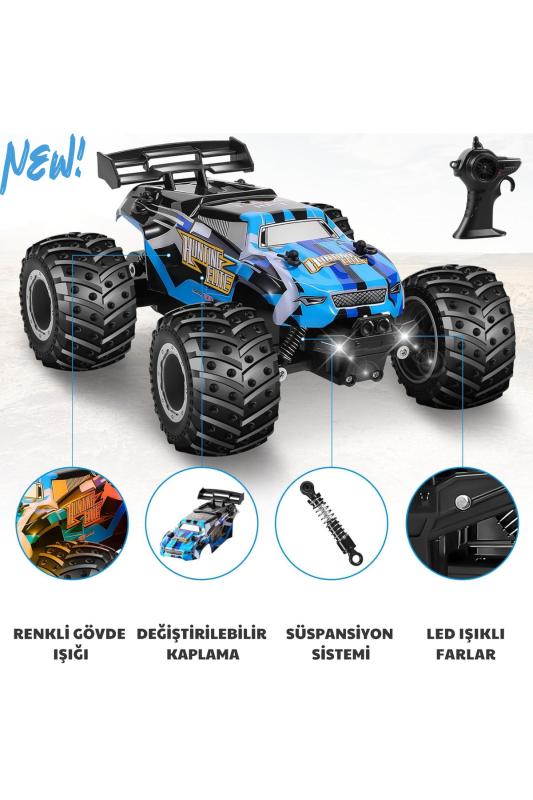 Oyuncak 2.4 Ghz Uzaktan Kumandalı Şarjlı LED Işıklı Drift Atan 15 Km Hız Yapan Off Road Araba 45 Dk