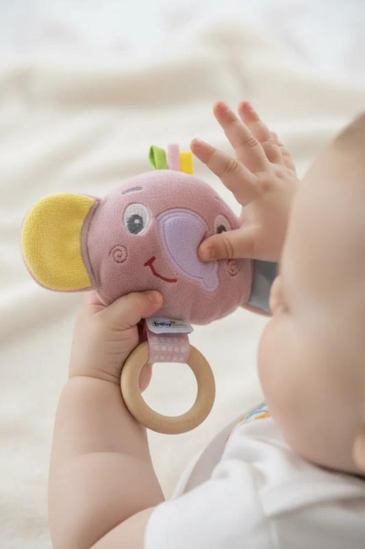 Babyjem Ahşap Halkalı Sevimli Fil Dişlik Gül