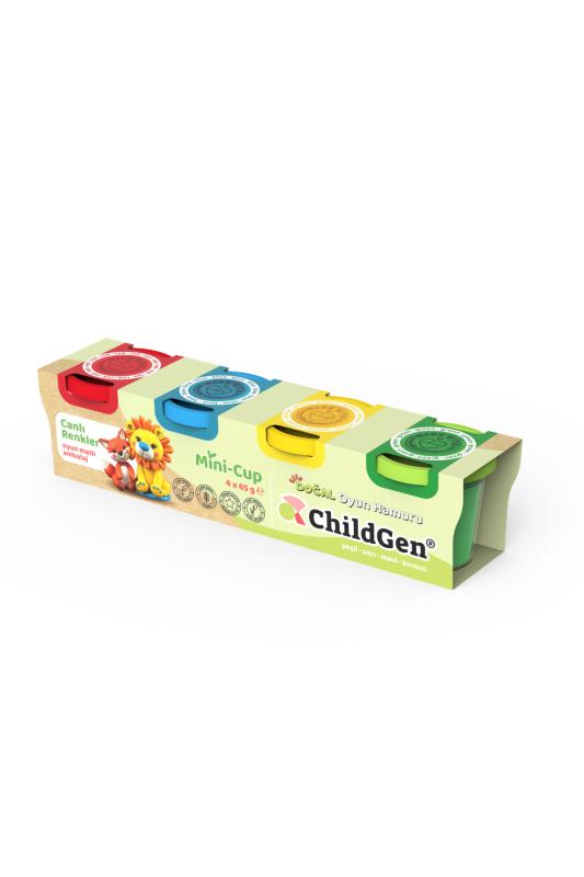 Childgen Doğal Oyun Hamuru - Mini-Cup Tilki ve Aslan 4X65GR