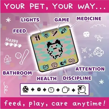Orijinal Tamagotchi Sanal Bebek Pembe Renkli Tekil Ürün 8 Yaş ve Üstü İçin Eğlenceli