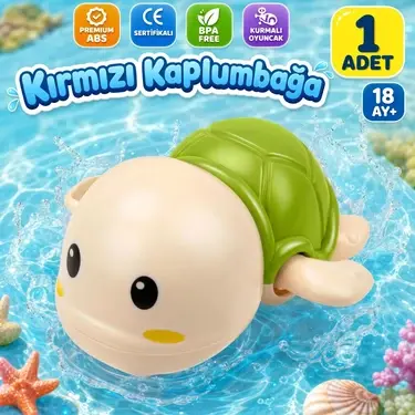 BBSKY Kurmalı Yüzen Yeşil Kaplumbağa Banyo Oyuncağı - Pil Gerektirmez, 18+ Ay Eğitici Su Oyuncağı -