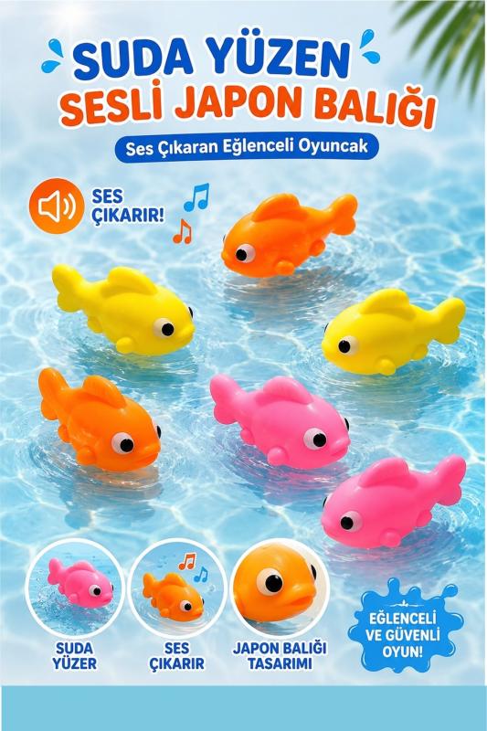 Kitchen Beauty Suda Yüzen Ses Çıkaran Vinil Japon Balığı Banyo Oyuncağı Bebek Çocuk Banyo Ve Havuz Oyuncak