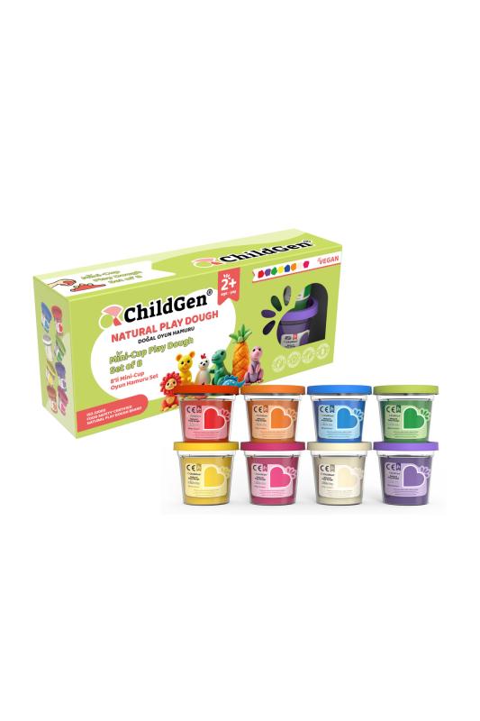 ChildGen Doğal Oyun Hamuru - Mini-Cup- 8'li Set (8x65gr)