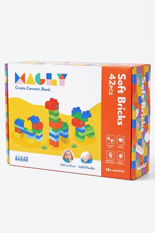 Magly Soft Bricks Yumuşak Yapı Blokları - Çocuklar İçin Renkli Esnek 42 Parça Yapı Blok Seti