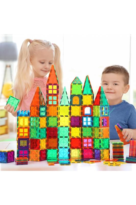 Montessori 3d Manyetik Yapı Taşları Çocuklar İçin Abs Çevre Dostu Mıknatıs Yapı Taşları 100 Parça