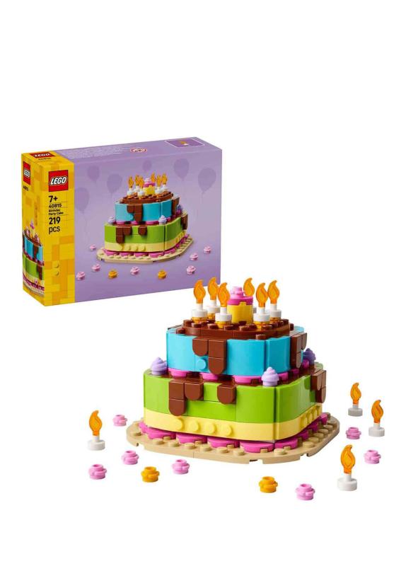 LEGO® Doğum Günü Pastası 40815 – 7 Yaş ve Üzeri Çocuklar için Mum İçeren Dekoratif Oyuncak Yapım Seti (219 Parça)