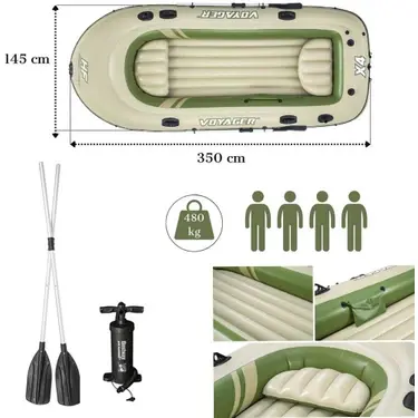 Bestway 65156 Voyager 4 Kişilik Şişme Bot 350*145 Cm