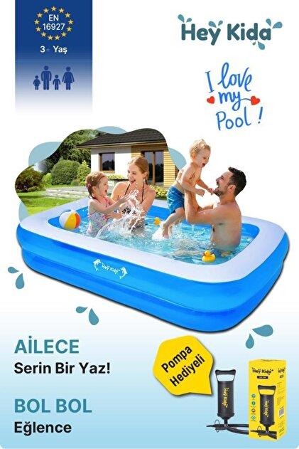 Heykida Swim Safe Dikdörtgen Havuz 305x183x50 + Manuel Pompa Mavi